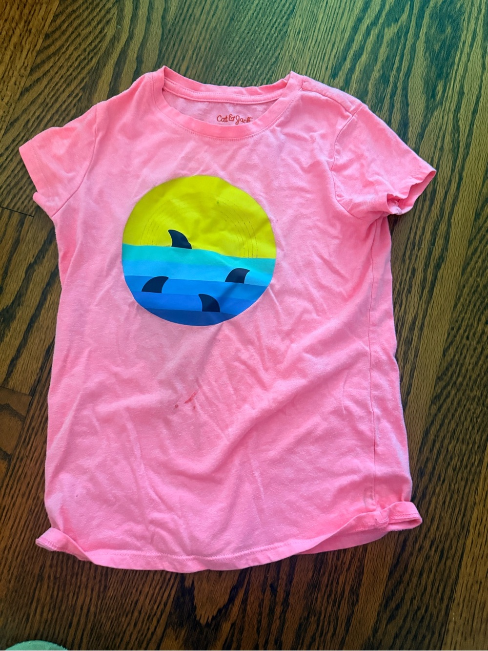 Cat & Jack Pink Short-Sleeve Tee with Ocean Shark Circle Graphic